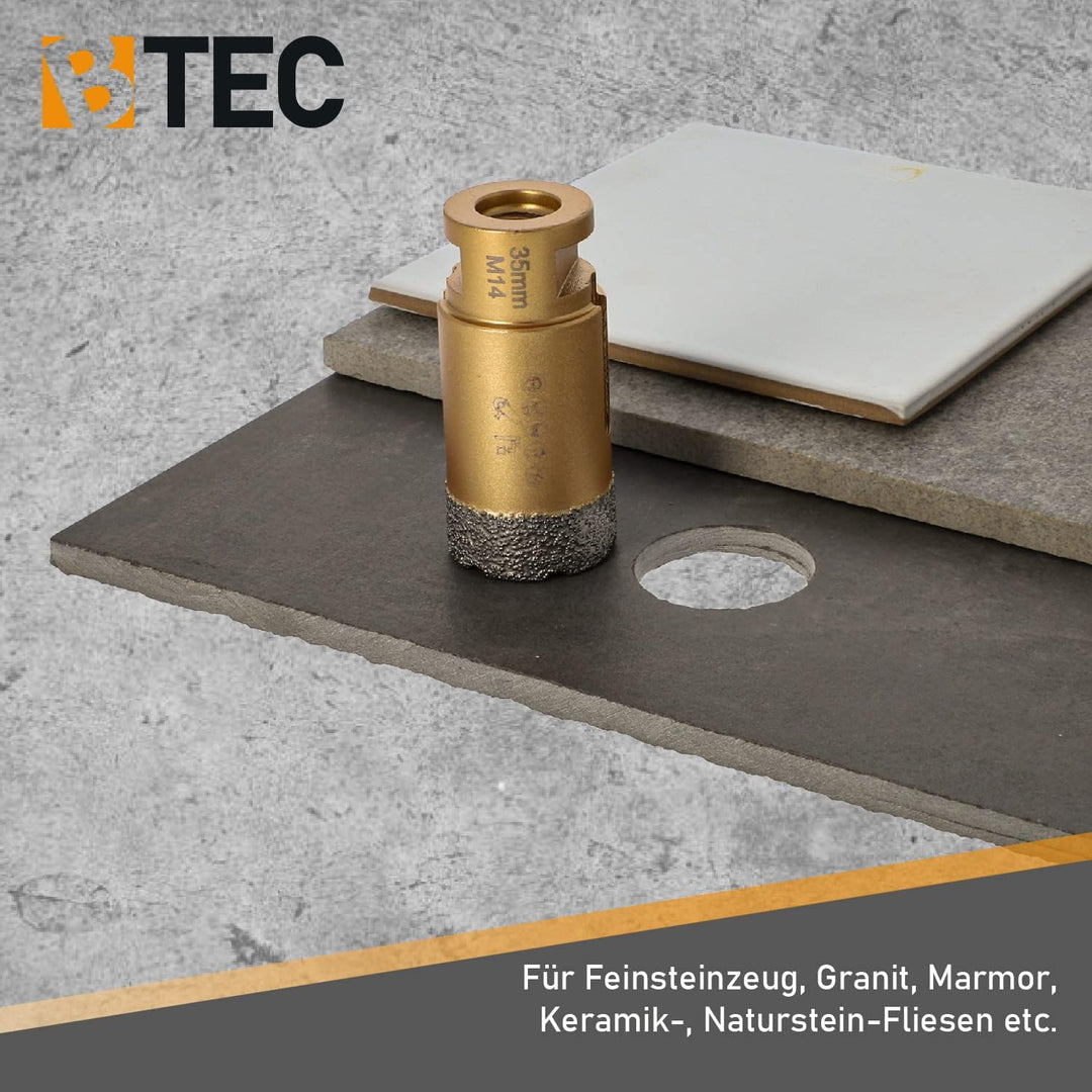 BTEC Fliesenbohrkronen mit M14 Aufnahme für Feinsteinzeug Fliesen Bodenfliesen Granitfliesen Naturst