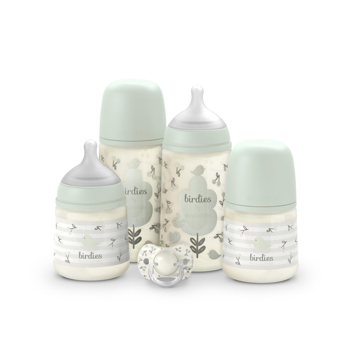 Suavinex, Babyflaschen-Set für Neugeborene, Geschenkset mit: 2 Flaschen 270 ml + 2 Flaschen 150 ml +