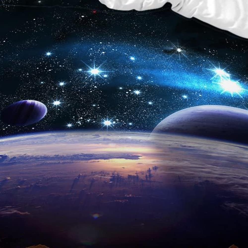 TULTOAP Bettwäsche Galaxie 135x200 3D Universe Starry Planet Weltall Bettbezug Lila Blau Universum T