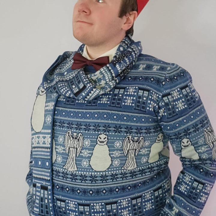 DOCTOR WHO Weihnachtsschal – Offizieller BBC Fanartikel Blau, Blau