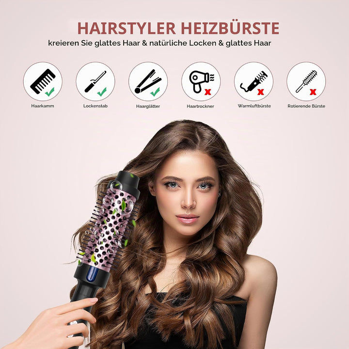 UKLISS Thermobürste 38mm, Thermal Brush LCD-Anzeige 120-200℃, 3 in 1 Pro Ionische Thermo Rundbürste,