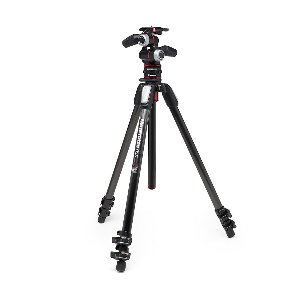 Manfrotto 3-Segment Stativ Kit mit 3-Wege-Neiger aus Aluminium, Fotostativ mit Move Quick Release Sy