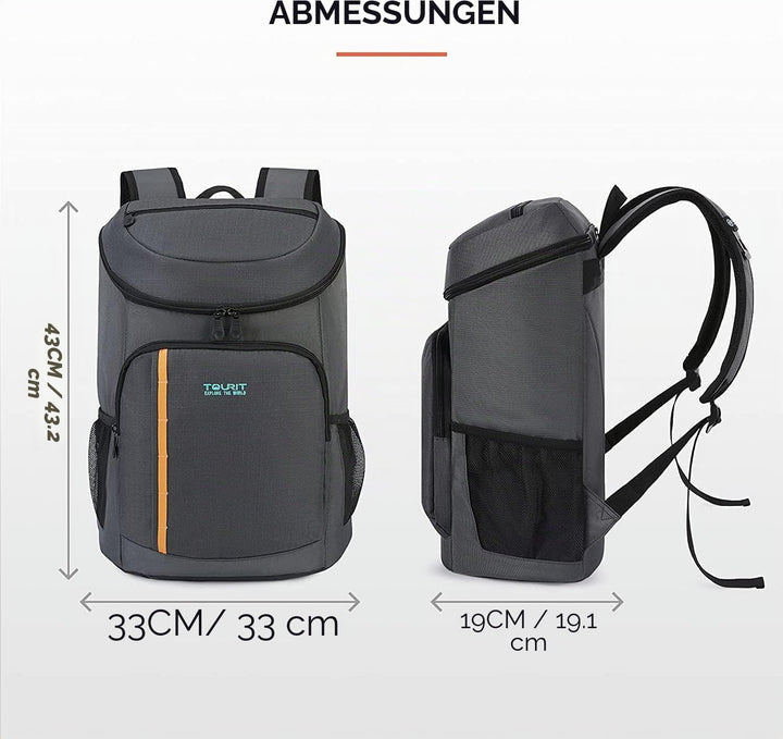 TOURIT Kühlrucksack Leichter Rucksack 28L mit Flaschenöffner Hält 30 Dosen Dunkelgrau, Dunkelgrau