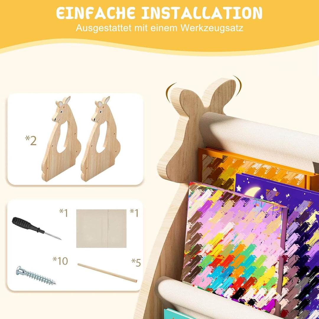 Kinder Bücherregal Holz - Bücherregal Montessori Kinderzimmer Möbel, Montessori Regal für Kinderzimm