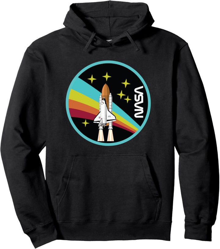 NASA Shuttle Launch Into Rainbow Graphic Pullover Hoodie