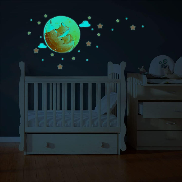 Ambiance Sticker Leuchtend Phosphoreszierend - Verträumter Fuchs - Fluoreszierender Deckenaufkleber