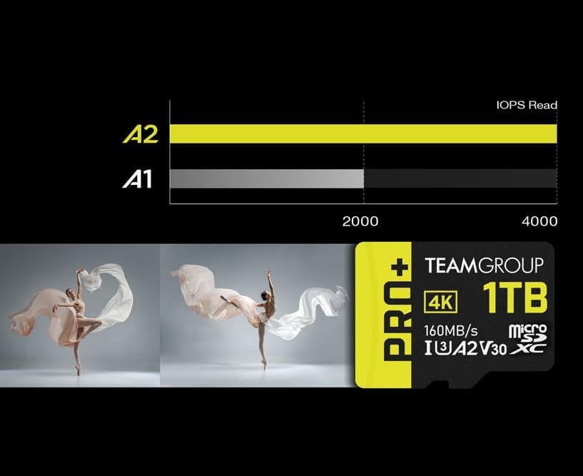 TEAMGROUP A2 Pro Plus Karte 256GB Micro SDXC UHS-I U3 A2 V30, Lesen/Schreiben bis zu 160/110 MB/s fü