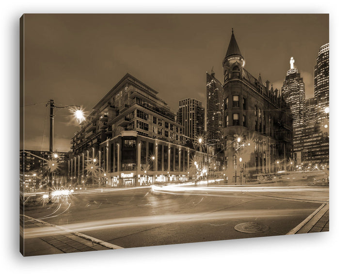 deyoli leuchtende Strassen von Toronto Format: 80x60 Effekt: Sepia als Leinwand, Motiv fertig gerahm
