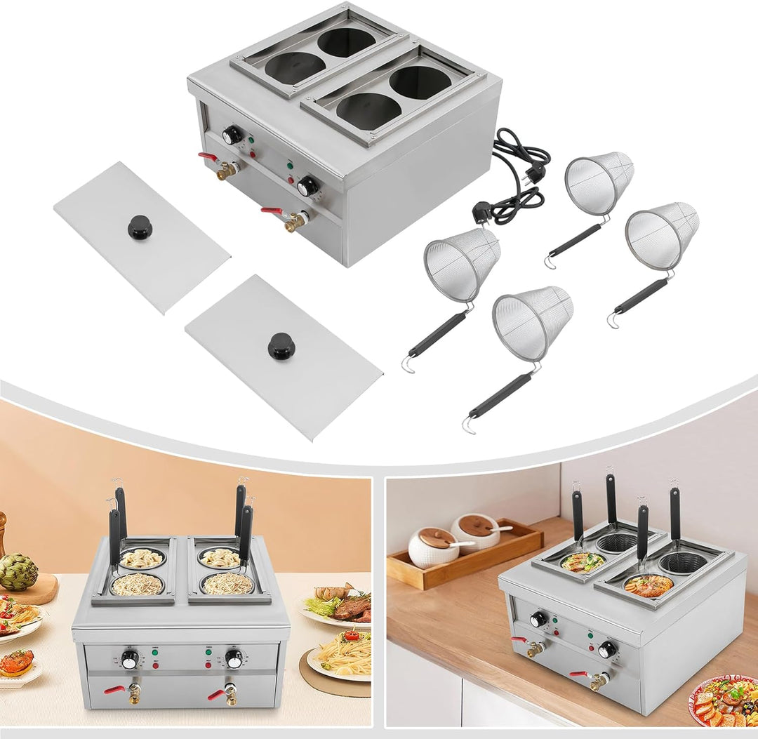 2KW Nudelkocher mit 4 Körben, Nudelkocher Pastakocher aus Edelstahl Pastakocher Pasta Station, Tempe