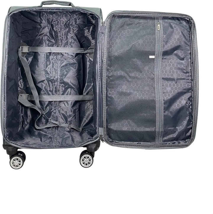 Stoff Reisekoffer Trolley Erweiterbar mit Zwillingsrollen (M/L/XL/XXL oder 4er Set) Weichgepäck (Gra