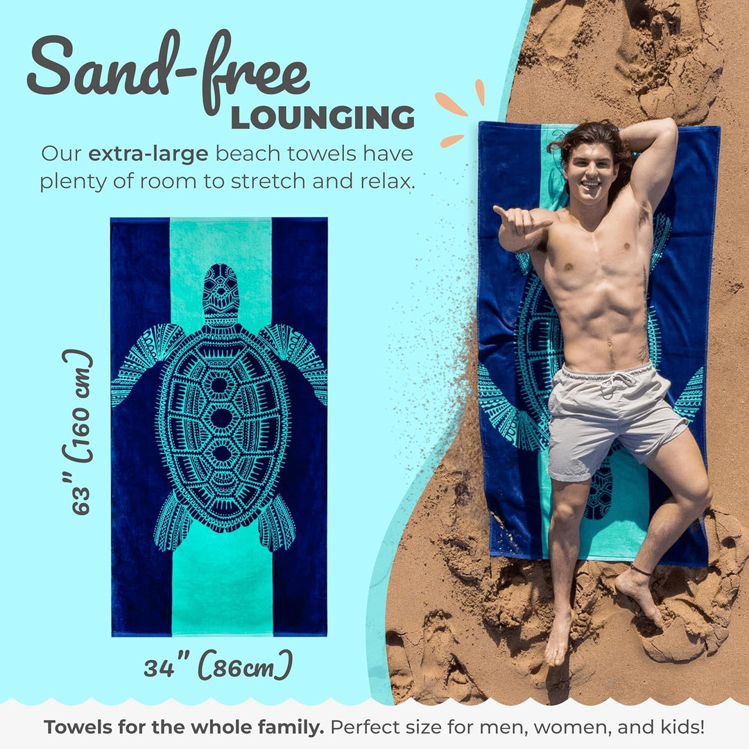 Nova Blue Schildkröten-Strandtuch - Tropische Blaue Farben mit einem einzigartigen Design, extra gro