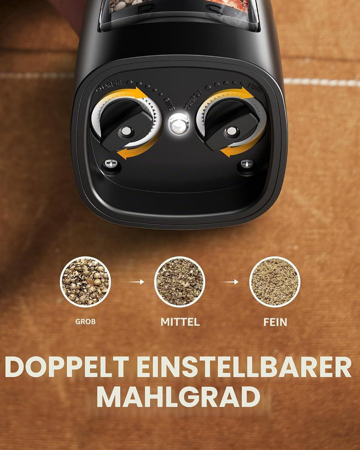 Sangcon 2 in 1 Salz und Pfeffermühle Elektrisch, Pfeffermühle USB-Aufladbarer，Automatische Einhandbe