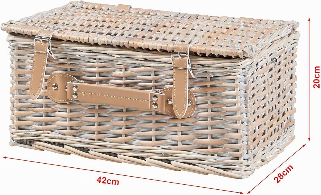 casa.pro Picknickkorb Lumparland Komplettset für 4 Personen Weidenkorb Picknickset aus Geschirr Gläs