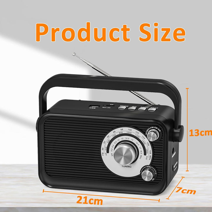 Tragbares Radio, FM/AM/SW Kofferradio, Strom und Batteriebetrieb mit MP3 Funktion, Batterieradio mit