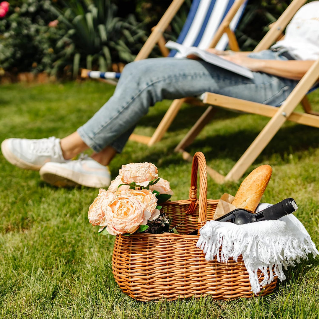Creative Home Einkaufskorb Weidenkorb mit Henkel Picknickkorb | 36 x 26 x 31 cm (+/- 2 cm) | Handgef