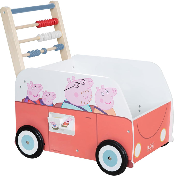 roba Bully-Schiebebus Peppa Pig für Kinder - Lauflernwagen / Puppenwagen aus Holz mit Spielfunktione