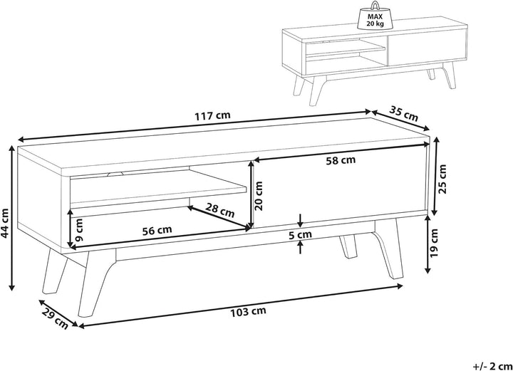 Fernsehtisch moderner Stil 2 Fächer MDF-Platte heller Holzfarbton / weiss Buffalo