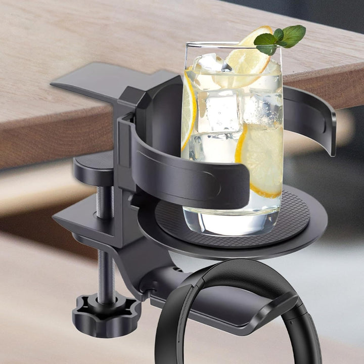 Schreibtisch-Becherhalter-Klemme, 2-in-1-Clip- -Getränkehalter, Kopfhöreraufhänger – Anti-Verschütt-