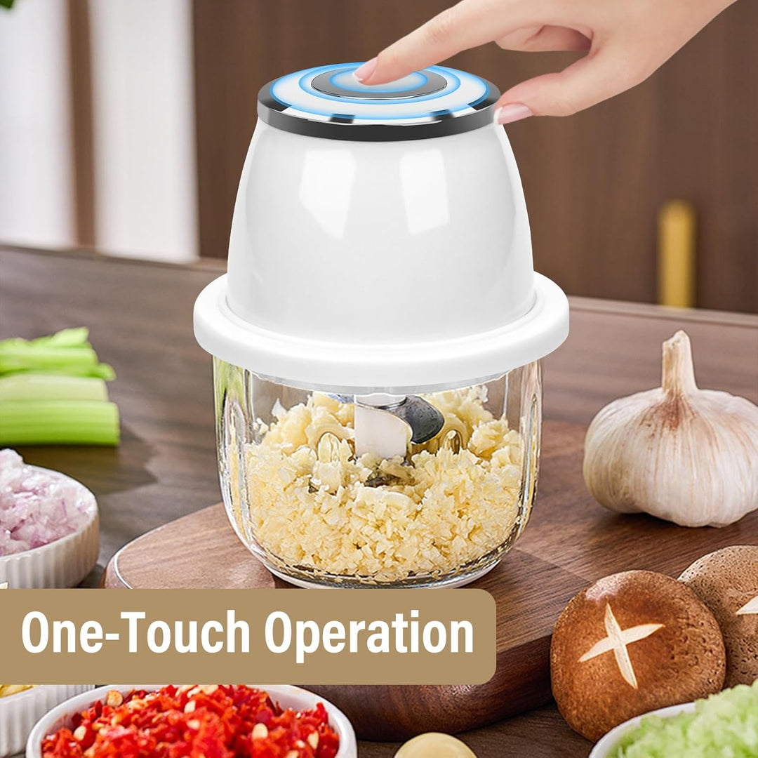 Zwiebelschneider Elektrisch 350ml, Mini Zwiebel Zerkleinerer, Gemüseschneider Elektrisch Küche mit U