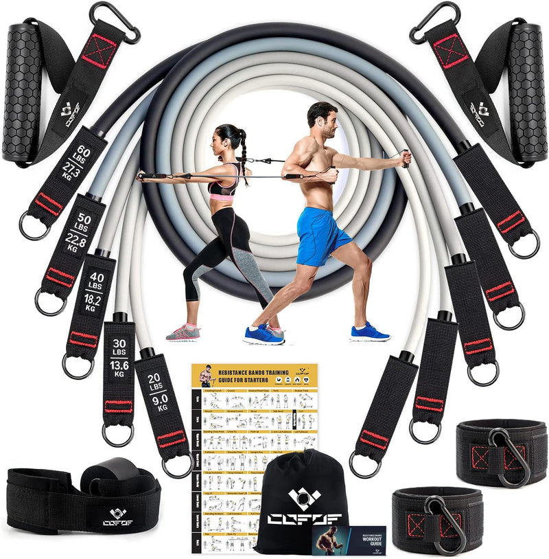 Resistance Bands Widerstandsbänder Set, 5 Fitnessbänder Expander Tube Bands, Fitnessband mit Grossem