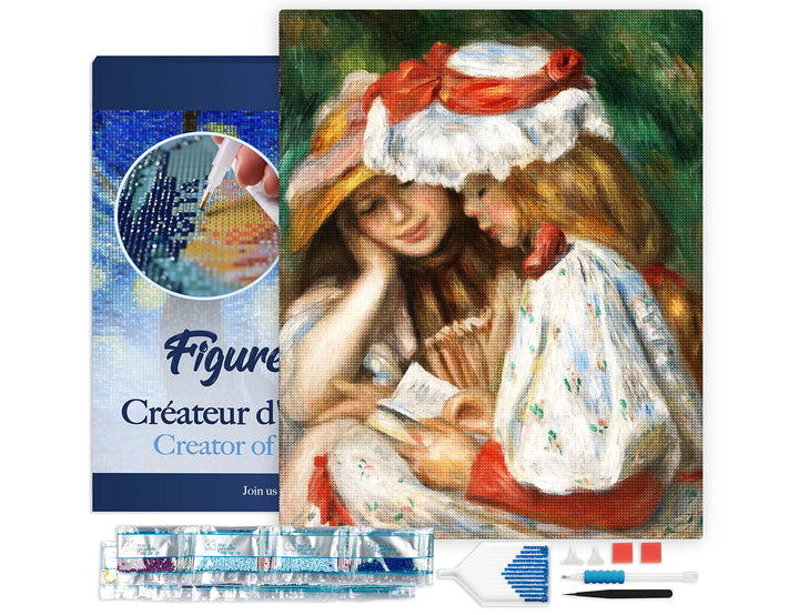 Figured'Art Diamond Painting Erwachsene 40x50cm Mit Rahmen Ganze Leinwand gespannt Zwei Lesende Mädc