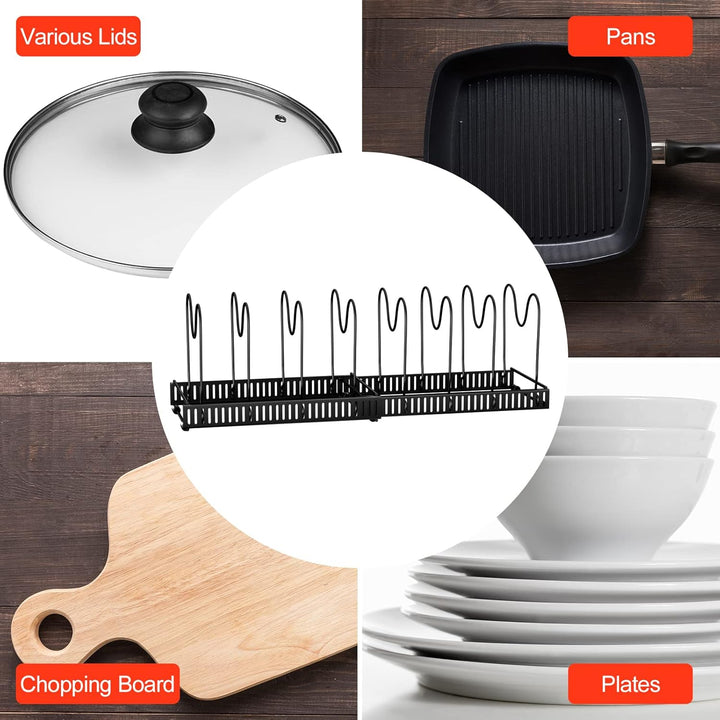 Fousenuk Topfdeckelhalter, Topfdeckel Aufbewahrung mit 10 Verstellbaren Fächern, Küche Pfannen Organ