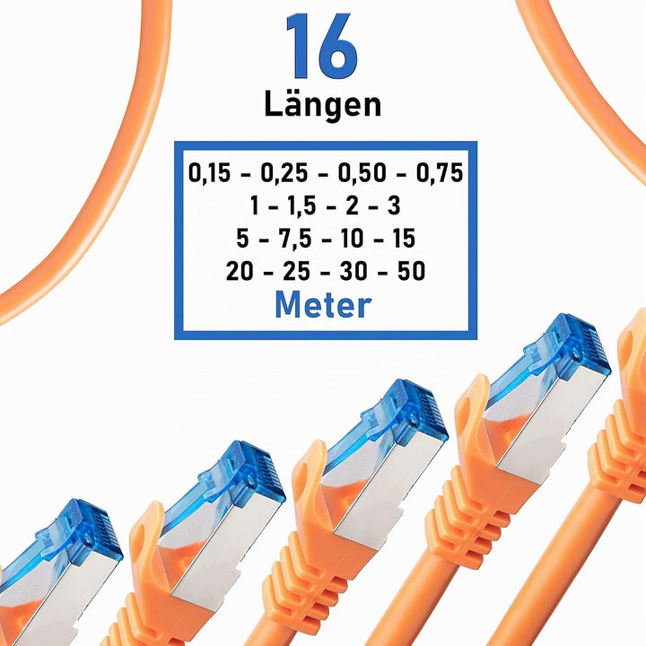 BIGtec 30m CAT.7 LAN Ethernet Kabel Netzwerkkabel Patchkabel Gigabit Patch DSL orange Kupferkabel do