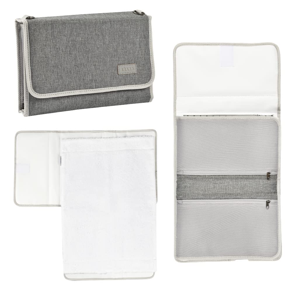 BÉABA, Baby Wickeltasche, Wickelunterlage aus 100% Baumwolle, für unterwegs, mit Fächern für Windeln