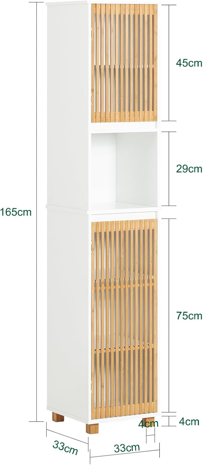 SoBuy BZR127-W Hochschrank Badezimmer Schrank Badschrank schmal Badregal Badezimmerschrank Badezimme
