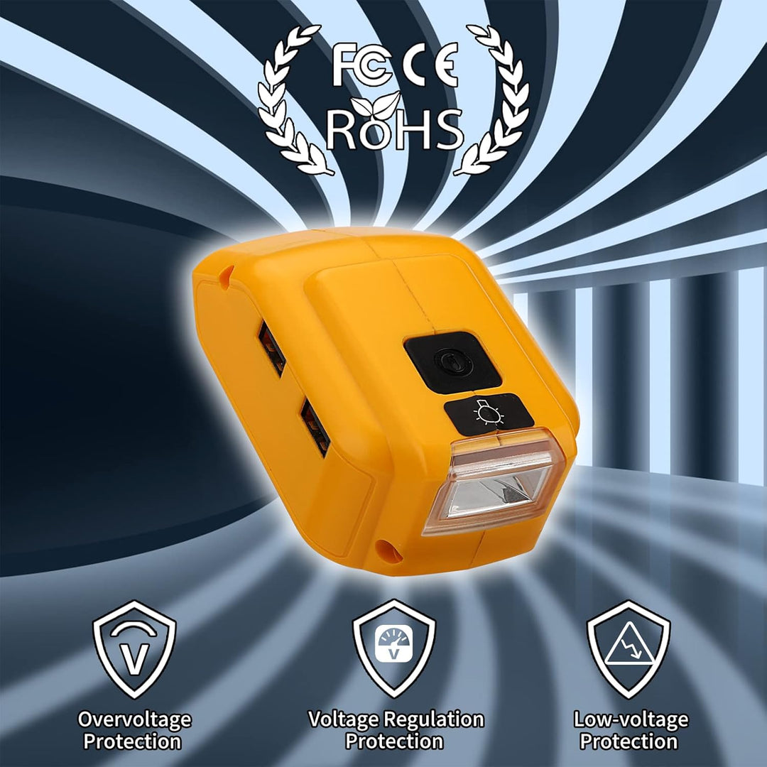 Akku-Adapter für Dewalt 18V Akku-USB-Handy-Ladegerät, LED-Arbeitsleuchte mit Dual-USB-Ladegerät und