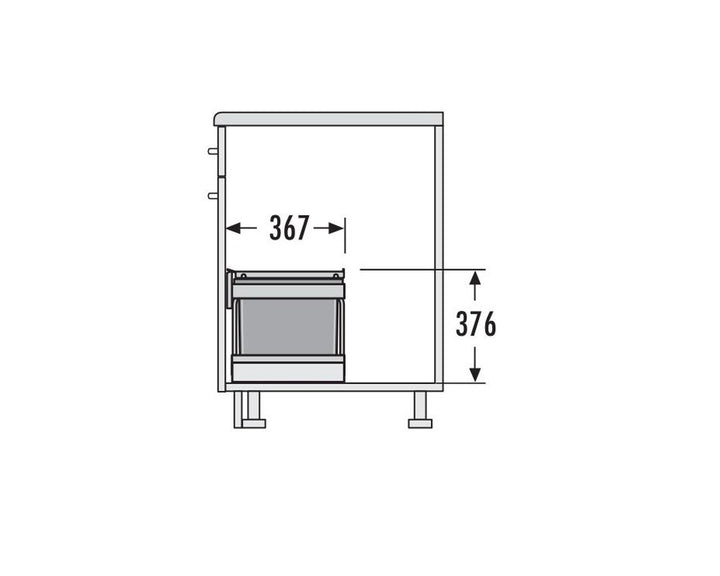 Hailo 3644831 Abfallsammler TR Swing 60.3/29M für Schränke von 600 mm Breite mit