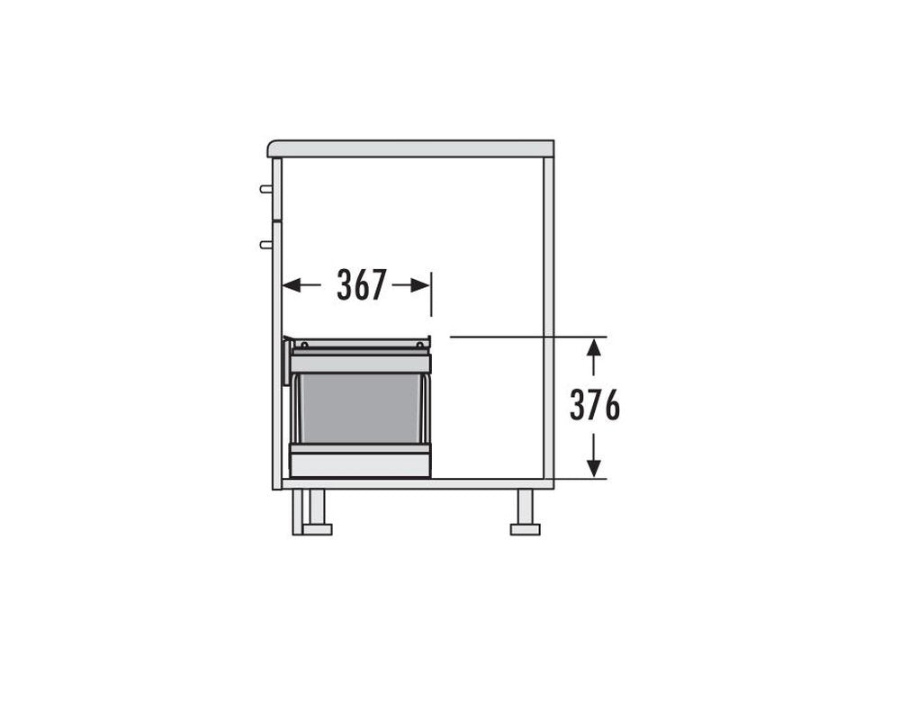 Hailo 3644831 Abfallsammler TR Swing 60.3/29M für Schränke von 600 mm Breite mit