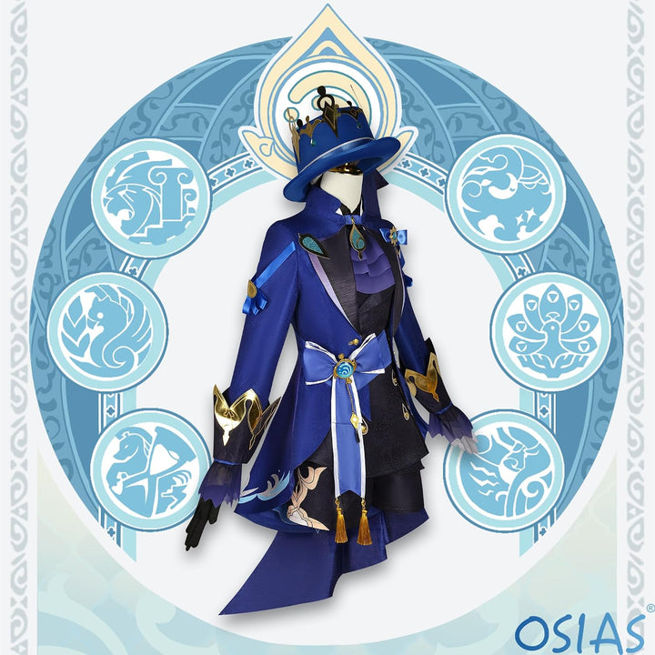 OSIAS Genshin Impact Cosplay Kostüm, verbesserte Version mit hochwertigen Stoffen, Accessoires und P