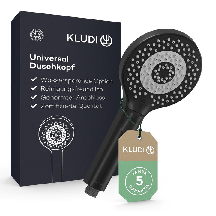 KLUDI-X3 Universal Duschkopf wassersparend als Option, Duschbrause mit 3 Strahlarten (Body, Hair, Sk