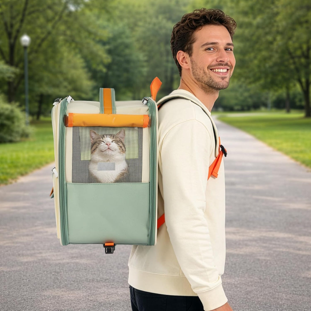 2 in 1 Haustier Rucksack mit Rollen Faltbare Transporttasche für Katze und Hund Trolley Tragetasche