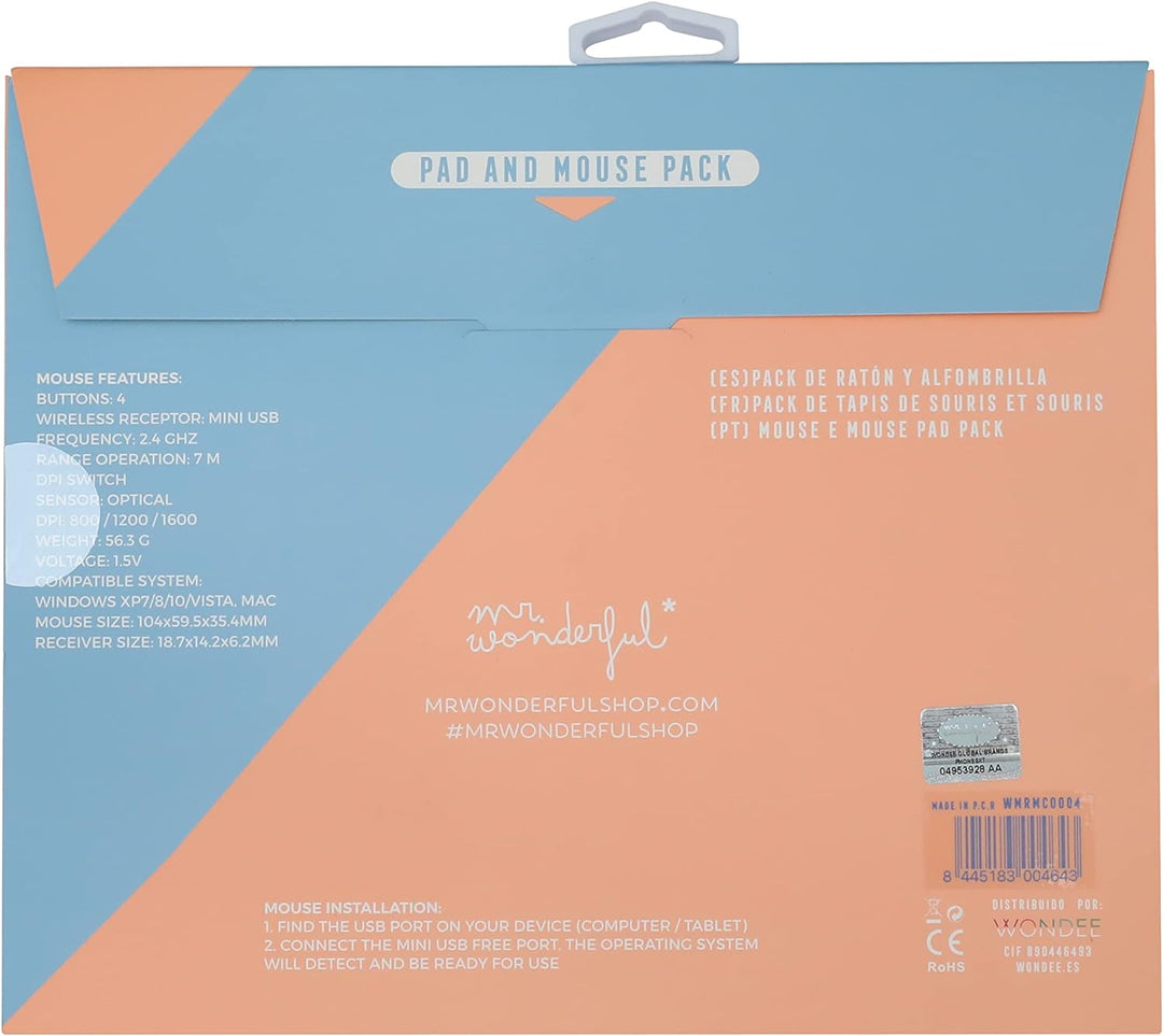 WONDEE Mr. Wonderful 2-in-1 Set mit Maus und Mauspad im Ananas-Design