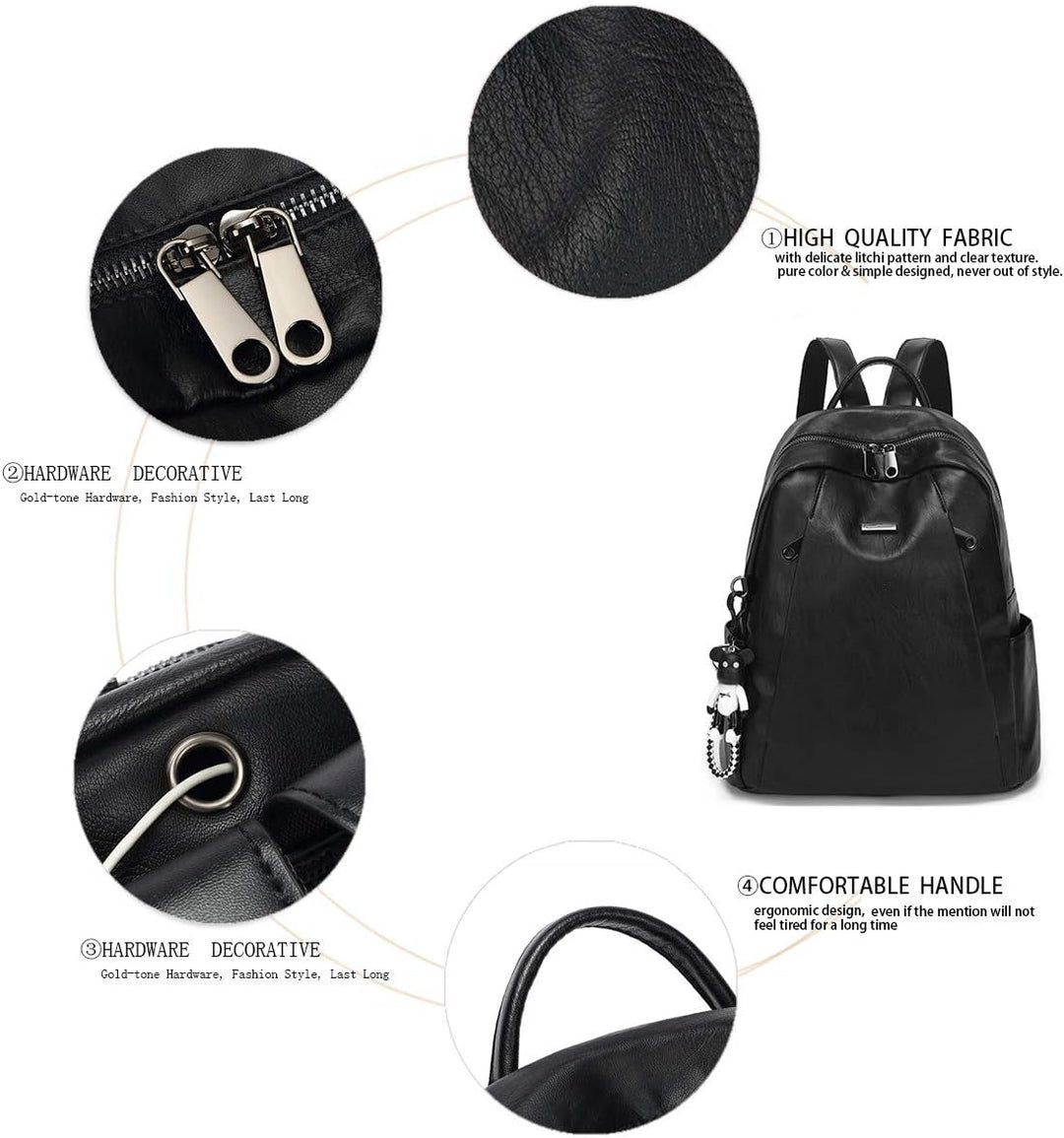 BUKESIYI Damen Tasche Rucksack Handtasche Frauen backpack Klein Anti Diebstahl Schulrucksack Laptop