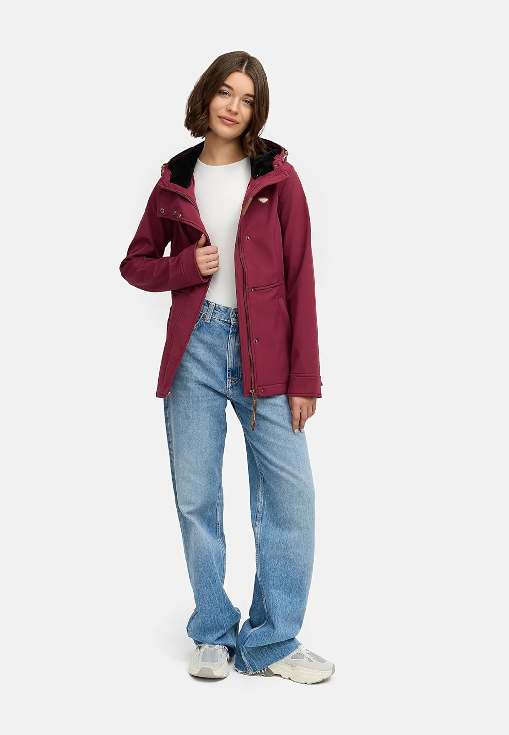 Ragwear Damen Sotfshelljacke Übergangsjacke mit Teddyfleece-Kapuze Yba Intl XS-6XL XS Wine25, XS Win