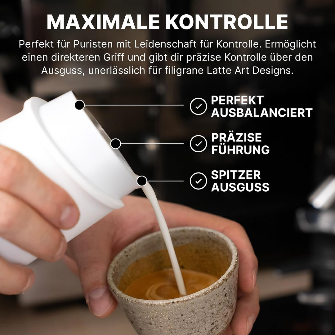 Subminimal FlowTip Handloser Krug | Milchaufschäumer, schäumender Krug für Premium-Kaffee im Barista