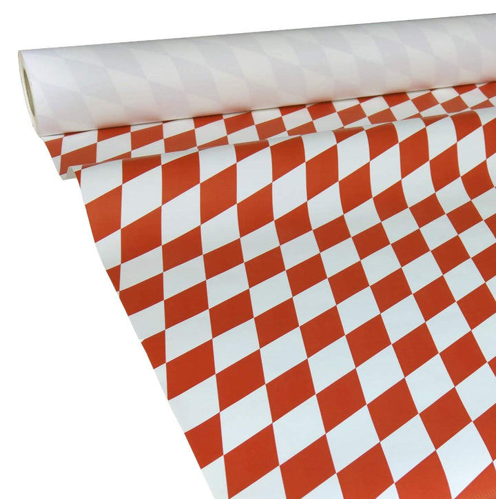 JUNOPAX 50m x 0,75m Papiertischdecke Raute rot-weiss 50 m x 0,75 m Fränkische Raute Rot-weiss, 50 m