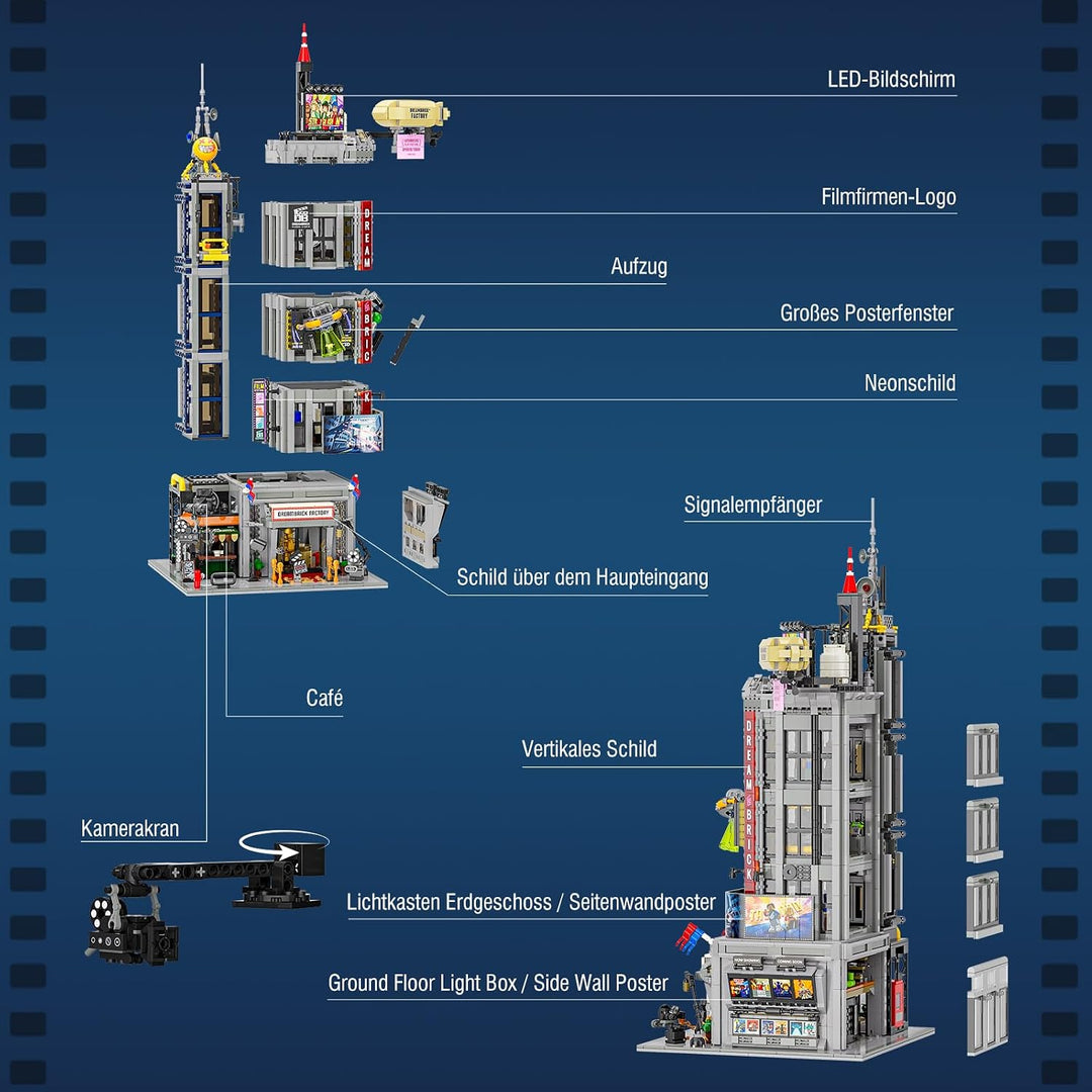 Lumibricks Film Studio Tower Bauset, 3891 Teile beleuchtetes modulares Stadtgebäude für Erwachsene 1