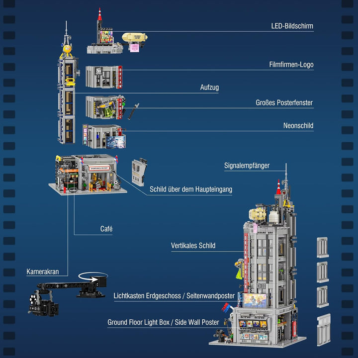 Lumibricks Film Studio Tower Bauset, 3891 Teile beleuchtetes modulares Stadtgebäude für Erwachsene 1