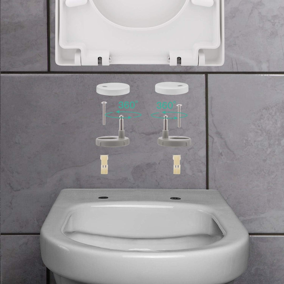 Himimi Toilettendeckel, WC Sitz mit Absenkautomatik, Toilettensitz D-Form mit Einstellbares Edelstah