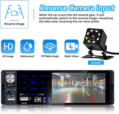 RDS Autoradio 1 Din Bluetooth Freisprecheinrichtung, Hikity 4,1 Zoll Bildschirm Touch Display mit FM