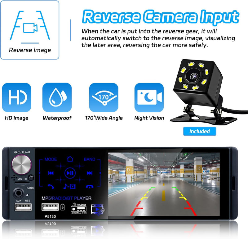 RDS Autoradio 1 Din Bluetooth Freisprecheinrichtung, Hikity 4,1 Zoll Bildschirm Touch Display mit FM