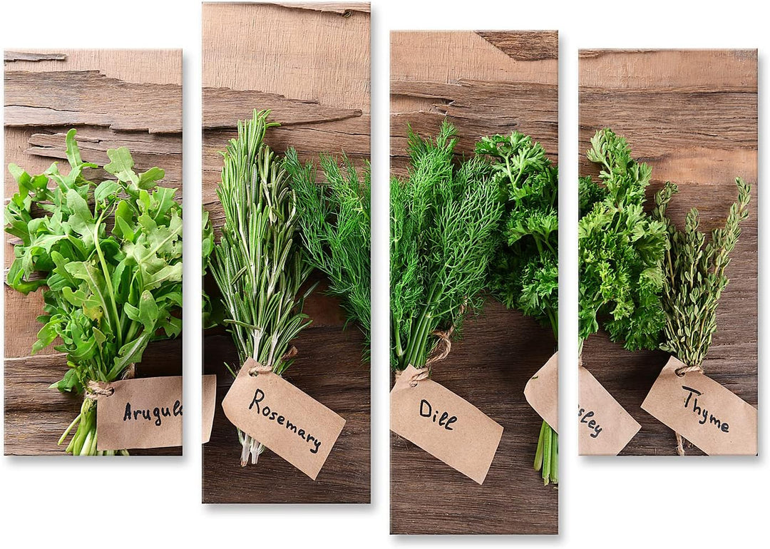 islandburner Bild auf Leinwand Verschiedene Frische Kräuter Auf Holzuntergrund Wandbild Poster Kunst