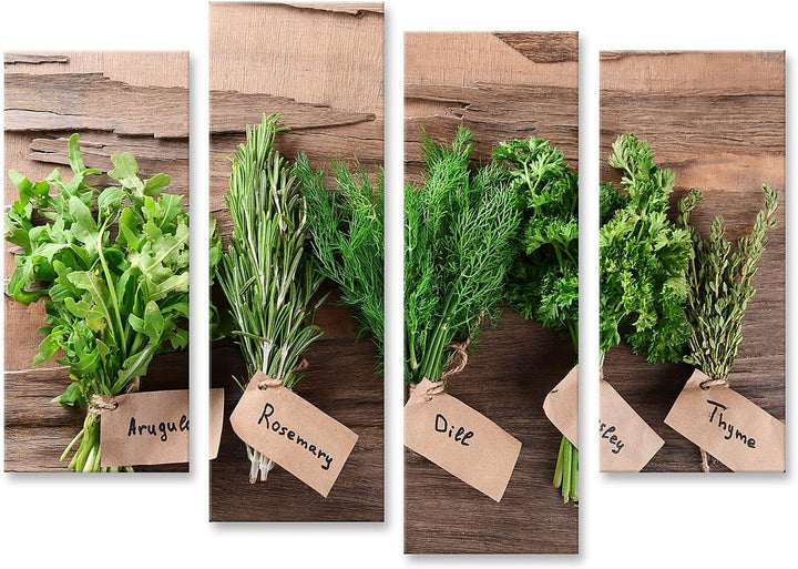 islandburner Bild auf Leinwand Verschiedene Frische Kräuter Auf Holzuntergrund Wandbild Poster Kunst