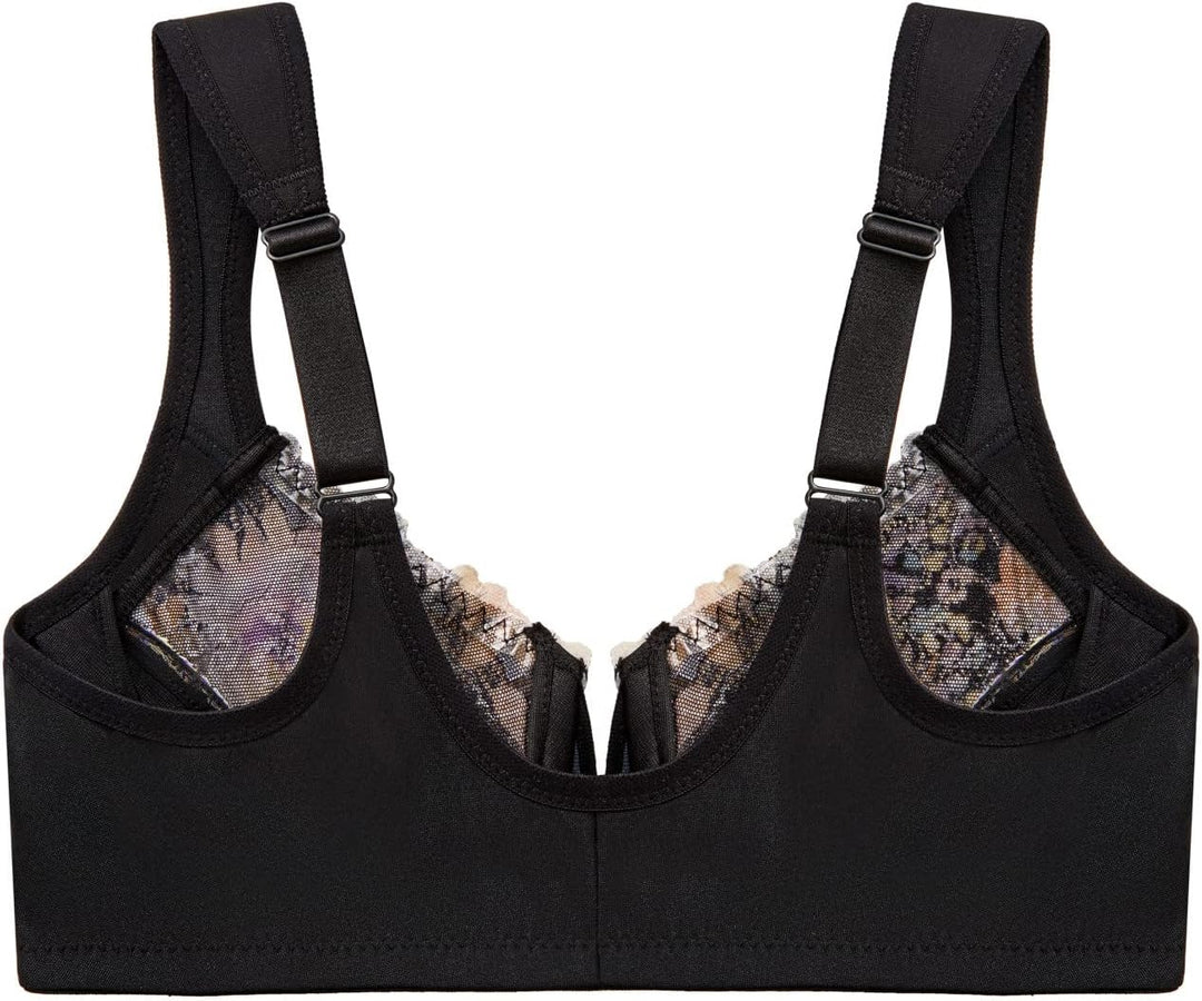 Glamorise Damen Wonderwire-Vorderverschluss BH 75B Blumenprint, 75B Blumenprint