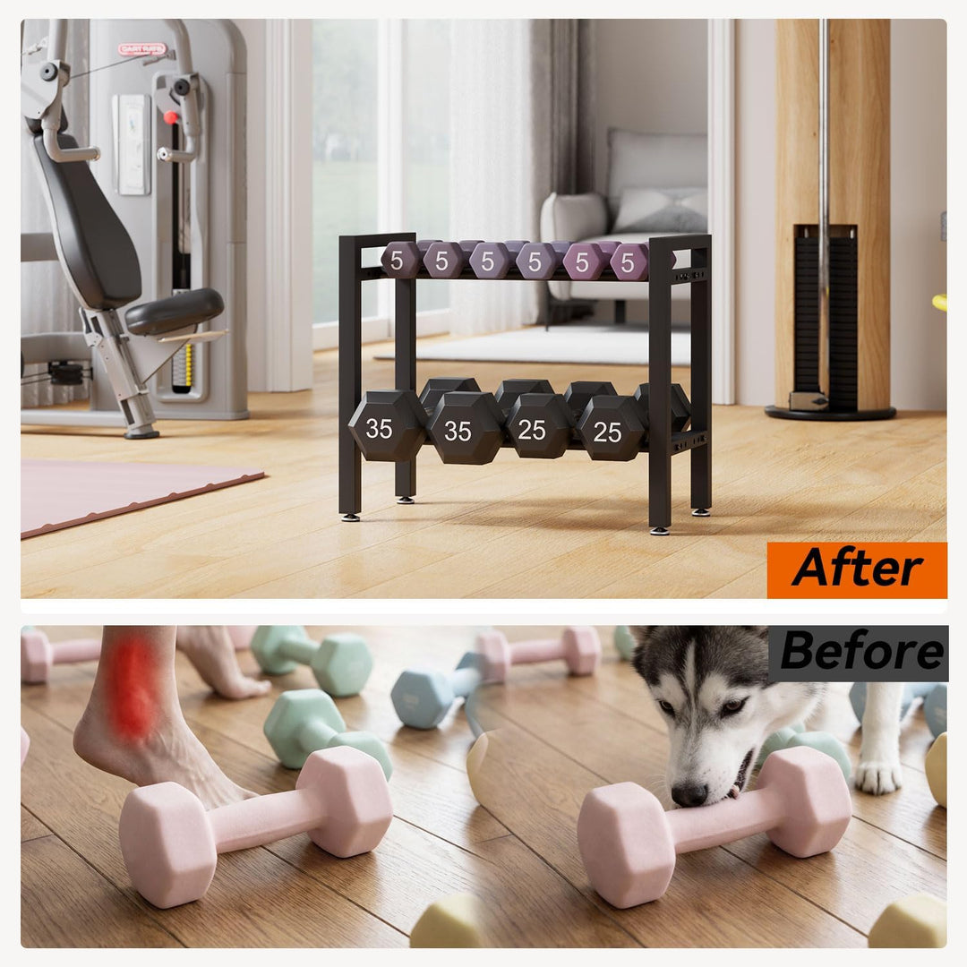 IBUYKE Hantelständer, Verstellbares Hantelgestell für Home Gym, Platzsparender Gewichtsständer 300LB