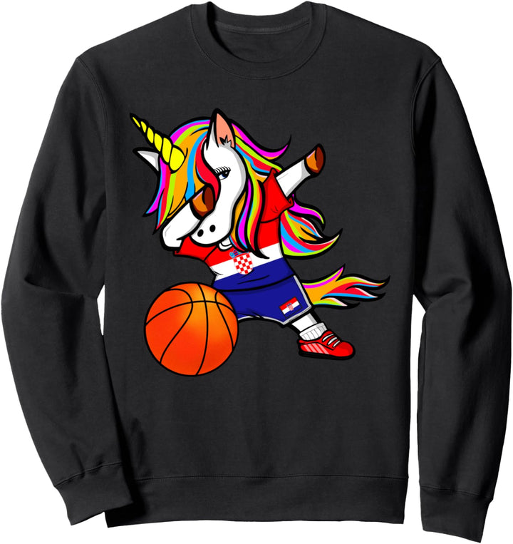 Dabbing Einhorn Kroatien Basketball Fans Trikot Kroatien Flagge Sweatshirt